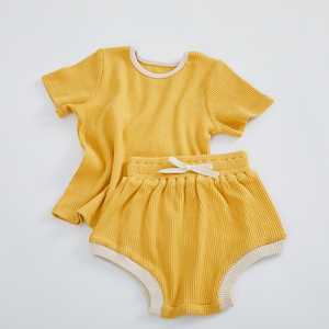 Vêtements d'été pour tout-petits garçons et filles 2020, ensembles de t-shirts à manches courtes en tricot côtelé + shorts, vêtements pour bébés, vêtements pour enfants - Product Image 4