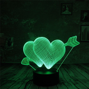 Multicolor <span class=keywords><strong>dulce</strong></span> de Navidad amante corazón ilusión boda, Flecha de Cupido amor 3d lámpara luz de noche para niños - Product Image 1
