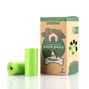 100% Ecofriendly 8 Rolls Per Box Cornstarch Compostable Corn Starch Pet Waste Biodegradable Dog Poop Bag