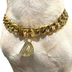 Collar para Bulldog Francés de Diseño Nuevo, Cadena Cubana de 19 mm, Collar de Lujo para Mascotas con Eslabones Brillantes, Etiqueta de Identificación con Nombre para Perro - Product Image 2