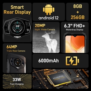 Première mondiale du téléphone robuste <span class=keywords><strong>DOOGEE</strong></span> <span class=keywords><strong>S98</strong></span>, écran LCD FHD de 6,3 pouces, cadran arrière, processeur octa-core G96, 8+256 Go, appareil photo 64 MP, smartphone, batterie 6000 mAh - Product Image 2
