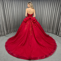Robes de Quinceañera modernes rouges pour femmes grandes tailles, longues jusqu'au sol, avec dentelle et broderies, pour mariages