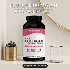 Capsules de collagène sans gluten, enrichies en vitamine C et biotine, pour adultes, pour la nutrition des cheveux, de la peau et des ongles, 60 comprimés/flacon - Product Image 2