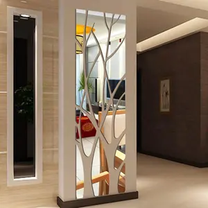 De gros fortuner logo autocollant-Lism — autocollant mural miroir 3D arbre, 21 pièces, décoration de maison, revêtement mural en acrylique, imperméable