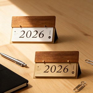 Wooden Desk <b>Calendar</b> Decoration 2026 Year of the Horse Desk <b>Calendar</b> Base Simple Table Ornament Ebony Wood Check-in Monthly - Product Image 2