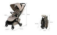 Poussette Abon Baby BS6020 pliable en 3 sections, légère, en alliage d'aluminium, cadre métallique, compacte, portable, capacité de charge de 15 kg, EVA