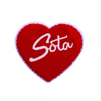 Patch brodé en chenille thermocollant personnalisé en forme de cœur avec inscription, patch en chenille de créateur pour vêtements