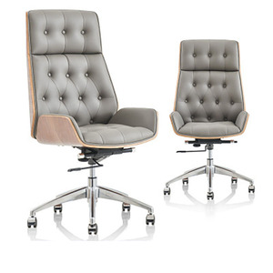 <span class=keywords><strong>Chaise</strong></span> en cuir synthétique moderne haut de gamme avec dossier haut épaissi, accoudoirs réglables en hauteur, cadre en aluminium, pieds en bois, pour le bureau - Product Image 5