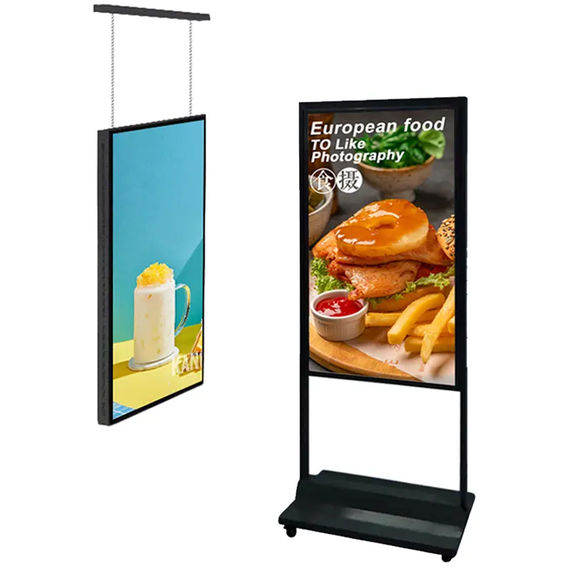 32-86 inch floor Vertic stand hanging Single double sided window lcd dual screen advertising player digital signage and display