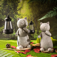 Nouveau produit écologique énergie solaire chat lampe de jardin extérieur jardin résine artisanat avec motif animal