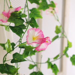 Vigne artificielle de fleurs de gloire du matin en plastique, plante grimpante décorative durable pour cache-conduit de climatiseur, style bohème - Product Image 3