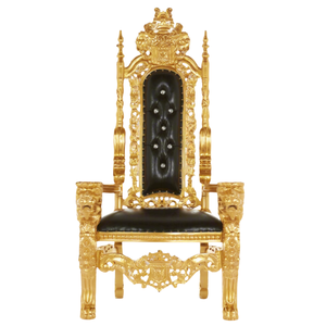 เก้าอี้บัลลังก์ทำด้วยมือไม้แข็งกับงานแกะสลักสิงโตดีไซน์ยุโรปสำหรับงานแต่งงานและการรับประทานอาหาร - Product Image 1