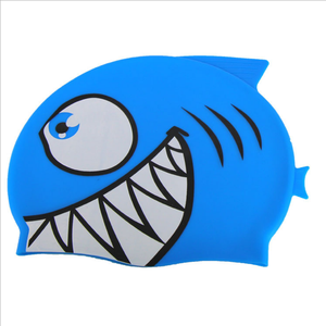 Chapeau <span class=keywords><strong>de</strong></span> natation amusant en Silicone, pour enfants, avec requin, dessin animé, logo personnalisé pour garçons et filles - Product Image 2
