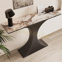 Table console moderne en acier inoxydable Xuanzhen avec plateau en pierre frittée pour salon et entrée