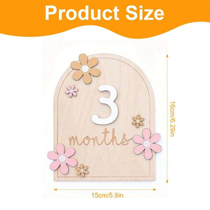 Plaque commémorative en <span class=keywords><strong>bois</strong></span> <span class=keywords><strong>de</strong></span> pin sculpté à la main pour bébé, souvenir du premier anniversaire, double face, gravée, pour décoration murale - Product Image 4