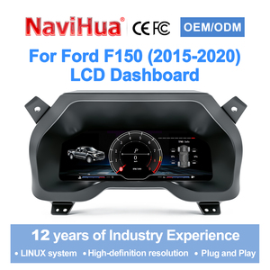 หน้าปัดดิจิตอลขนาด 12.3 นิ้วสำหรับรถยนต์ฟอร์ด F150 แร็ปเตอร์ ปี 2015-2020 พร้อมระบบ Carplay จอ LCD แสดงความเร็วและรอบเครื่องยนต์ - Product Image 4