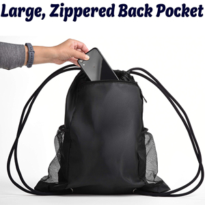 Wholesale Sports <b>Drawstring</b> Bags Waterproof Football Cinch Sack with Zippered Side Pocket Reflective Strip for Night Training - Product Image 3