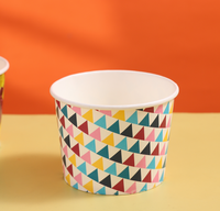 Ebelee – Nouveaux gobelets en papier à paroi simple imprimés sur mesure, qualité alimentaire, pour crème glacée et yaourt glacé, rayés roses, vente en gros