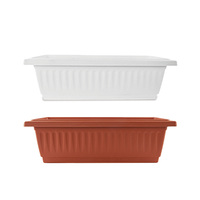 Pot de fleurs en plastique blanc rectangulaire trapézoïdal pour fruits et légumes, trou de drainage, durable, léger, grande taille, pot de jardin d'extérieur