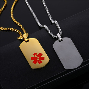 Collar con Placa de Identificación <span class=keywords><strong>para</strong></span> <span class=keywords><strong>Perros</strong></span>, de Acero Inoxidable, Chapado en Oro de 18K, <span class=keywords><strong>para</strong></span> Hombre, Regalo Masculino, Joyería, Alerta Médica - Product Image 3