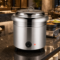 Marmite à soupe commerciale en acier inoxydable FLEY avec couvercle articulé à commande rotative, chauffe-plats pour restaurant, buffet, hôtel, traiteur et restauration