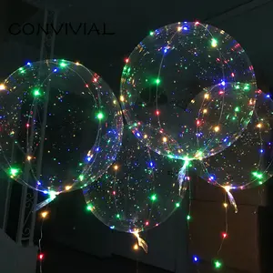 Bolas iluminadas de led, balões transparentes com fio de led, para decoração de festas infantis, aniversário e casamentos