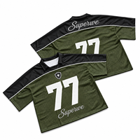 T-shirts de football américain rétro personnalisés rouge marine bicolore avec passepoil blanc, sublimation, strass, coupe ample et courte