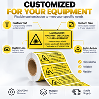 Étiquettes d'avertissement laser personnalisées, autocollants de sécurité durables en PET autocollants sur rouleau pour équipements laser et machines industrielles