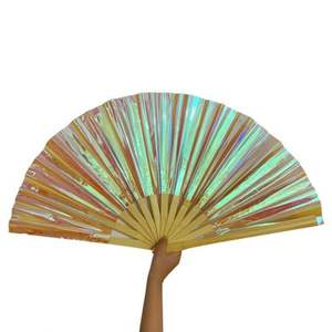 Custom Logo Large Traditional Carved Bamboo PVC <b>Handheld</b> <b>Fan</b> for Advertising and Wedding Parties Eco-Friendly Handmade - Product Image 1