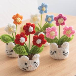 Adorno de Escritorio de Flores Tejidas a Mano Personalizadas, Simulación de Flores de Hilo, Pequeña Decoración Floral, Regalo - Product Image 3