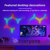 Lampe d'ambiance de jeu Esports irisée en forme de Y, activée par le son, contrôle par application/voix, murale
