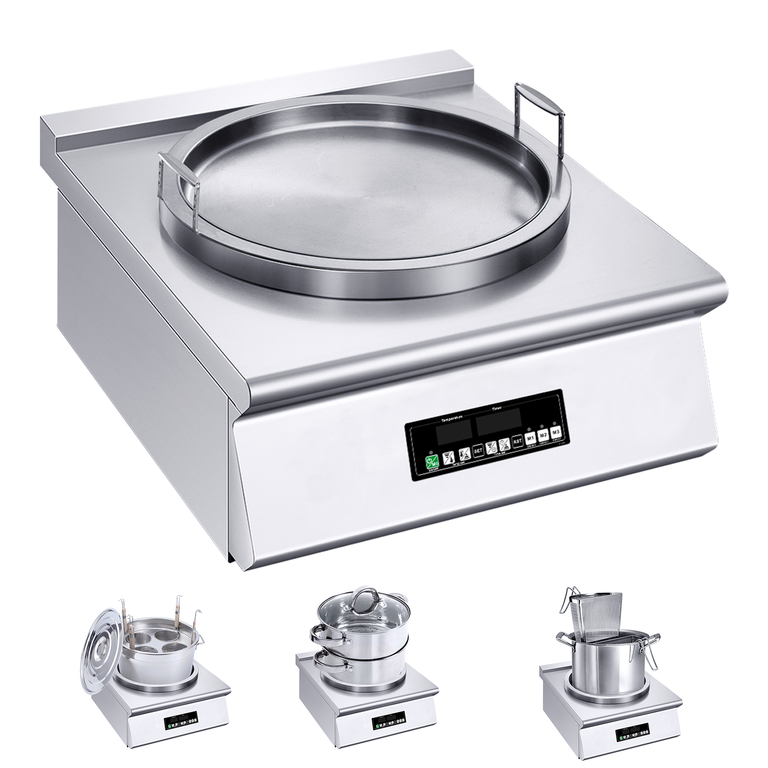 Электрическая Коммерческая Плита отеля Tempura 380V с фритюрницей, индукционная варочная панель из нержавеющей стали для установки стола