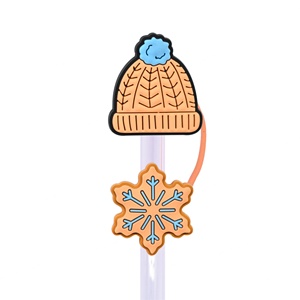 Accessoires de bar en gros : Embouts de paille en plastique double adhésif souple Kawaii, Série Hiver, Boucle décorative flocon de neige, Écologique - Product Image 6