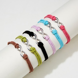 Fabricant fait à la main argent or <span class=keywords><strong>signe</strong></span> de l'<span class=keywords><strong>infini</strong></span> <span class=keywords><strong>bracelet</strong></span> à breloques en cuir suédé cordon de corde <span class=keywords><strong>bracelet</strong></span> à breloques <span class=keywords><strong>infini</strong></span> pour femmes - Product Image 2