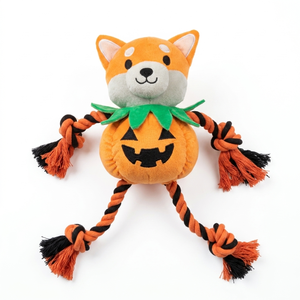 Jouets pour chiens d'Halloween en peluche, jouets à mâcher interactifs pour chiens avec corde qui couine, jouets durables pour animaux de compagnie d'Halloween, fabricant OEM ODM sur mesure - Product Image 1