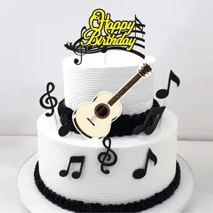 New arrival paper note music violin cake decoration set for music festival birthday cake