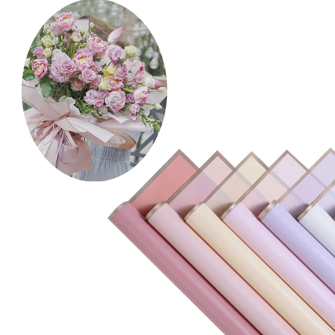 New korean gifts wrap paper gifts plastic waterproof Colorful paper rolls Florist Supplies bouquet flower wrapping paper Custom