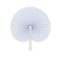 Abanicos de Papel Plegables Blancos Personalizados Beckon con Forma de Durazno y Mango de Plástico para Eventos de Pintura y Manualidades