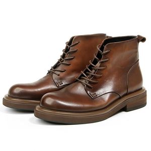 High-quality Cowhide Men's Formal Chelsea & Chukka Boots Lace-up Waterproof Ankle Boots for Autumn Casual <b>Shoes</b> - Product Image 6