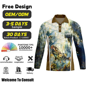 Áo Polo câu cá nam chất liệu polyester, chống nắng UPF50, in chuyển nhiệt OEM, bán buôn, nhanh khô, tay dài, cổ áo. - Product Image 2