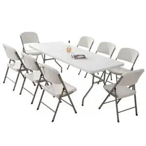Портативная уличная мебель 8 футов белый прямоугольный пластиковый складной Банкетный столик для кейтеринга барбекю кемпинга Пикника Складной Стол