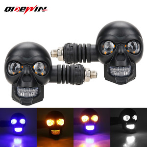 ไฟเลี้ยวรูปหัวกะโหลก 12V LED สองสี ขาวเหลือง สำหรับมอเตอร์ไซค์ กันน้ำ IP67 - Product Image 4