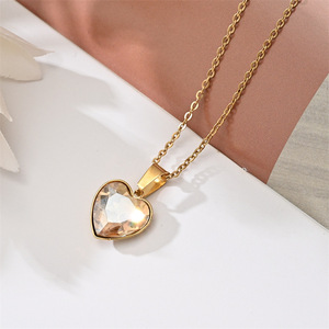 Collares con colgante de GEMA de piedra natural de alto pulido para niñas al por mayor, joyería de acero inoxidable - Product Image 5