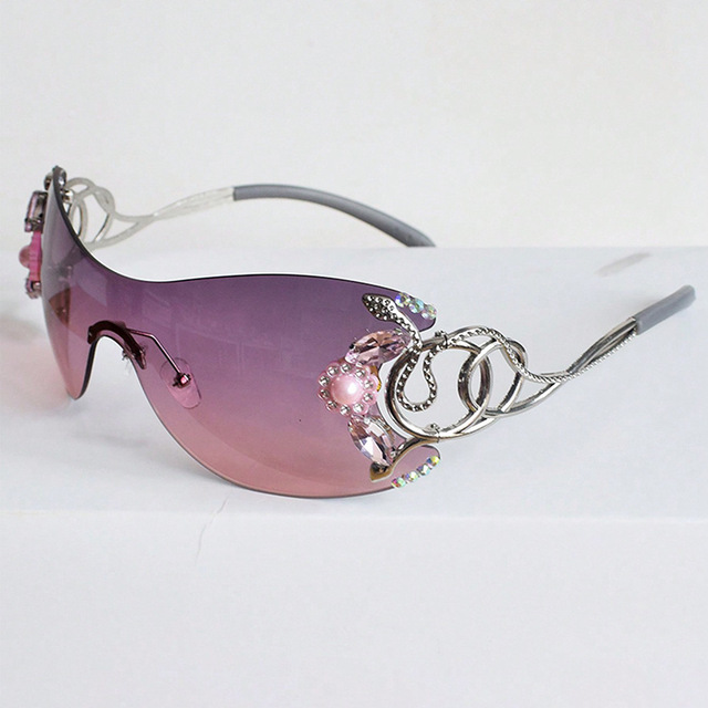 Y2K Spicy Girl Style Purple Pink Cobra Integrated Large Frame Sunglasses Design Spicy Show Face Sun Glasses