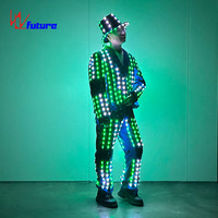 Costumes De Danse LED WL-0371 Programmables Performance Wear LED Suits Trajes De LED Veste Pantalon Chapeau Spectacle De Magie Rave Vêtements