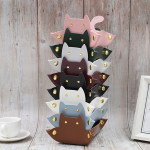 Dice Leather <strong>Tray</strong> Cat Shape Leather <strong>Storage</strong> <strong>Tray</strong> Folding <strong>Tray</strong> With Velvet Cat <strong>Storage</strong> Boxes Catch - Product Image 4