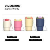 Mug à café isotherme personnalisé sans BPA, en acier inoxydable, réutilisable, avec paille, pour les voyages