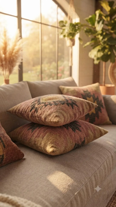 Housse de coussin Kilim faite à la main, style bohème, géométrique, tribal, pour décoration rustique de salon, chambre ou maison de campagne - Product Image 4