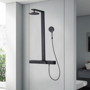 Robinet <span class=keywords><strong>de</strong></span> salle <span class=keywords><strong>de</strong></span> bain mural Lano Ensemble <span class=keywords><strong>de</strong></span> <span class=keywords><strong>douche</strong></span> à bouton-poussoir noir mat en acier inoxydable - Product Image 2