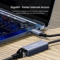 DTECH Gigabit Ethernet aleación de aluminio USB 3,0 tipo C a Rj45 Lan cable adaptador con tarjeta de red